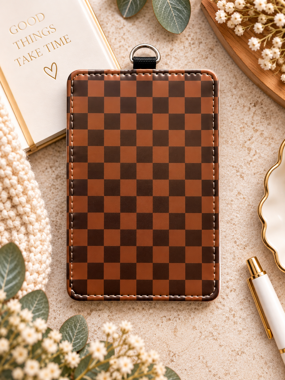 Personalized Faux Leather ID Badge Holder