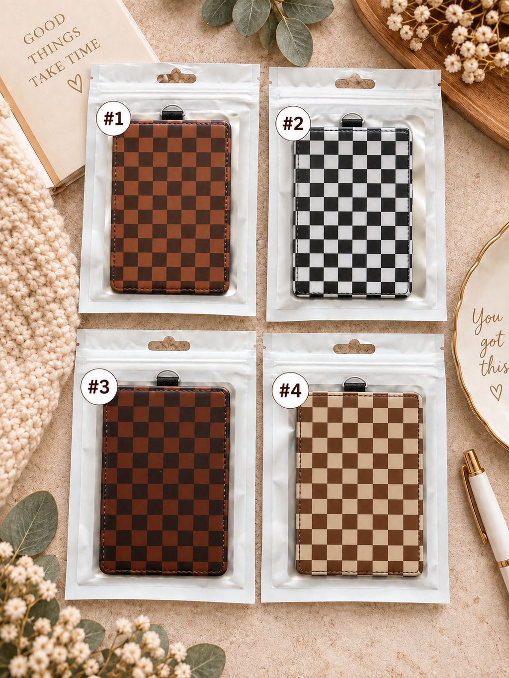Personalized Faux Leather ID Badge Holder