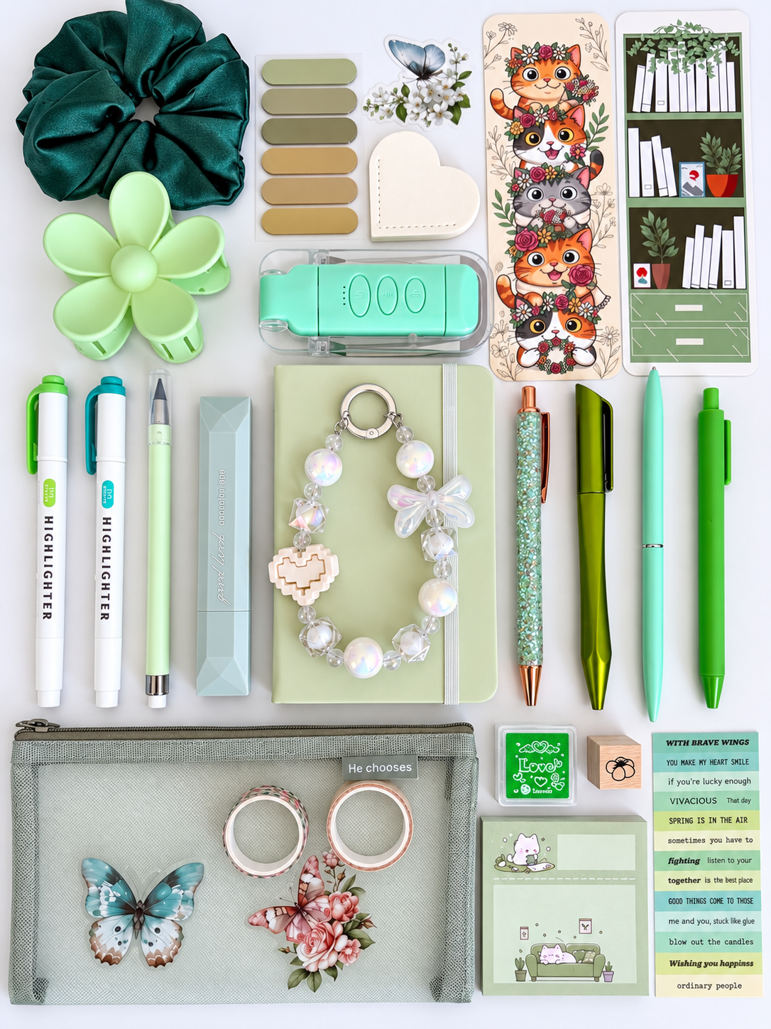 Mint-Green Bookish Bundle (notebook A6)