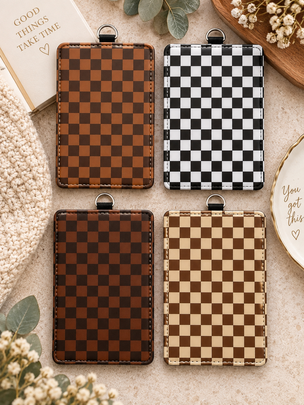 Personalized Faux Leather ID Badge Holder