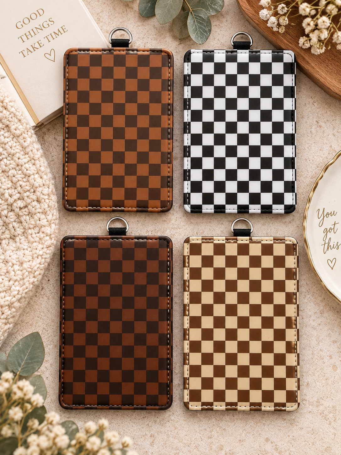 Personalized Faux Leather ID Badge Holder