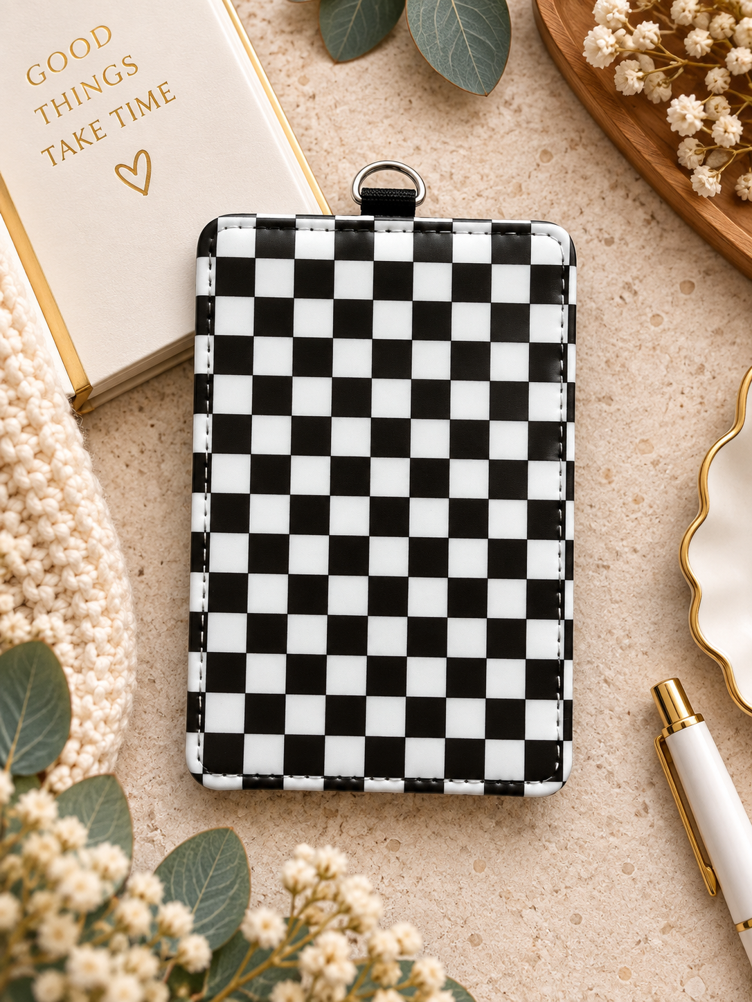 Personalized Faux Leather ID Badge Holder