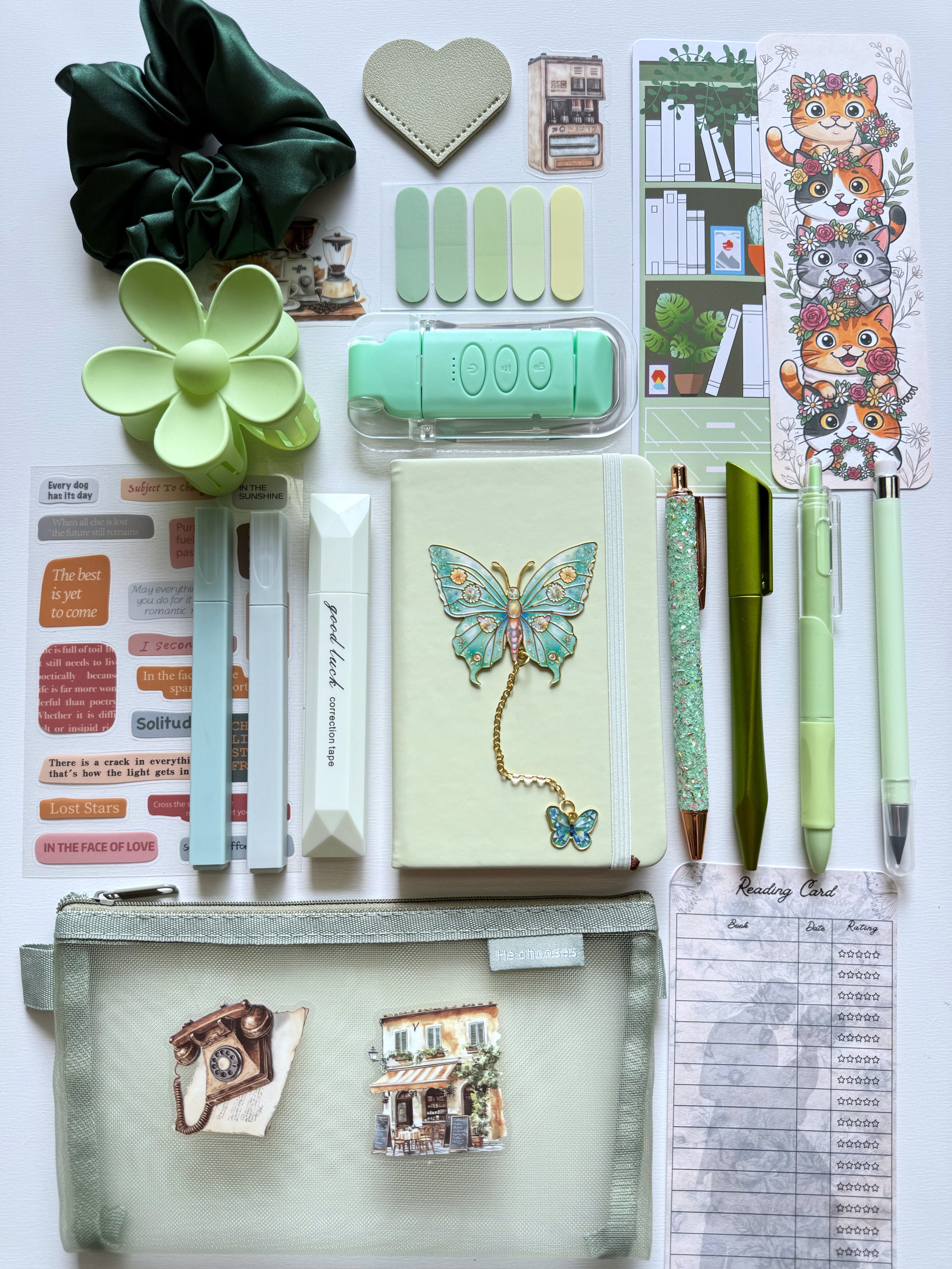 Mint-Green Bookish Bundle (notebook A6)