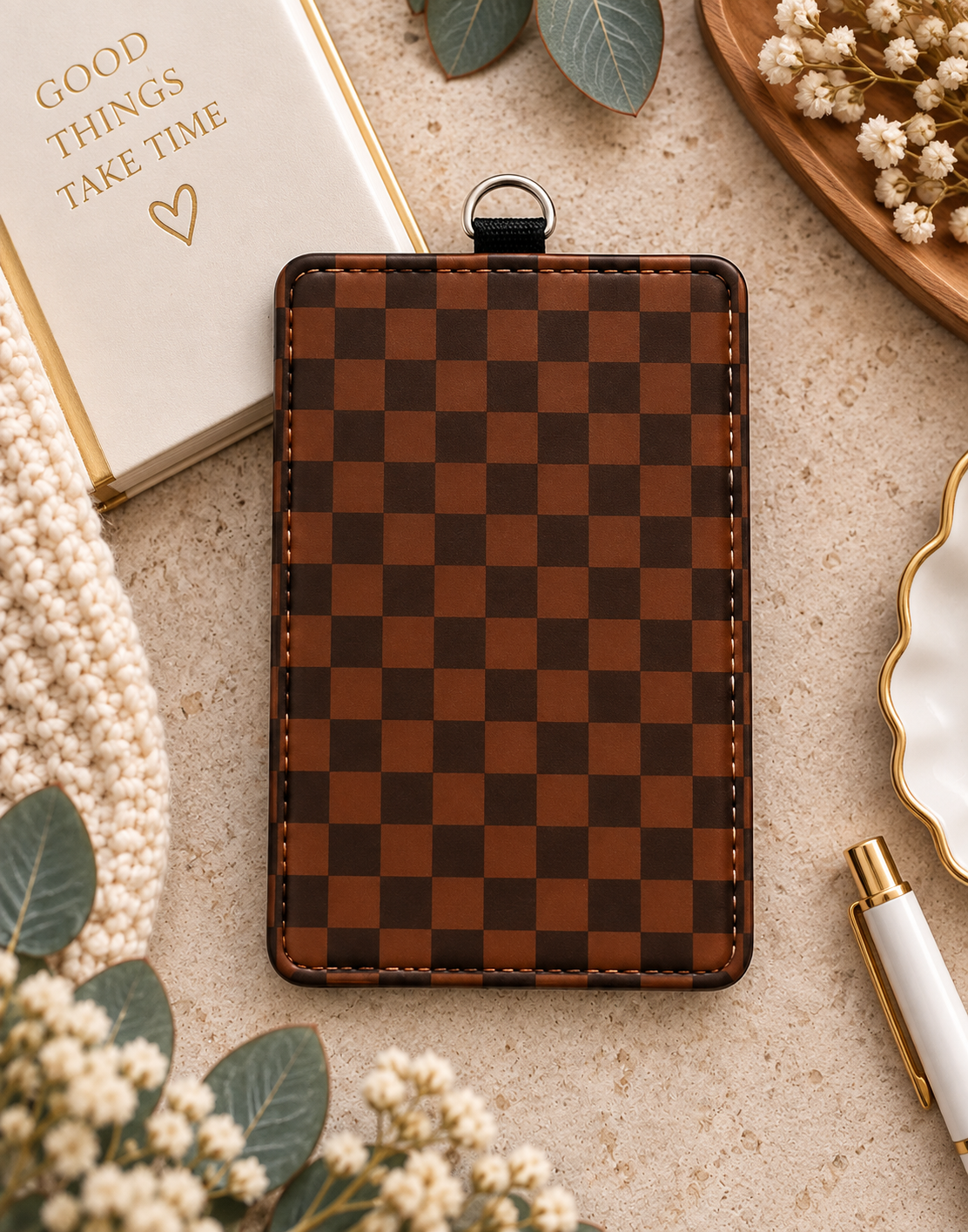 Personalized Faux Leather ID Badge Holder