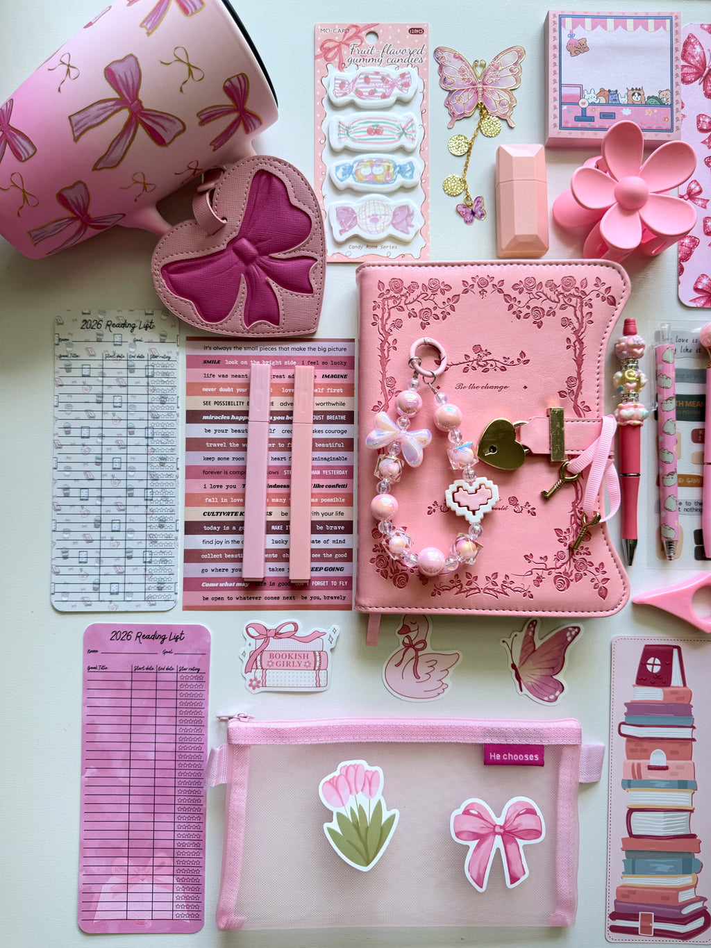 Pink Bookish Bundle with Tumbler