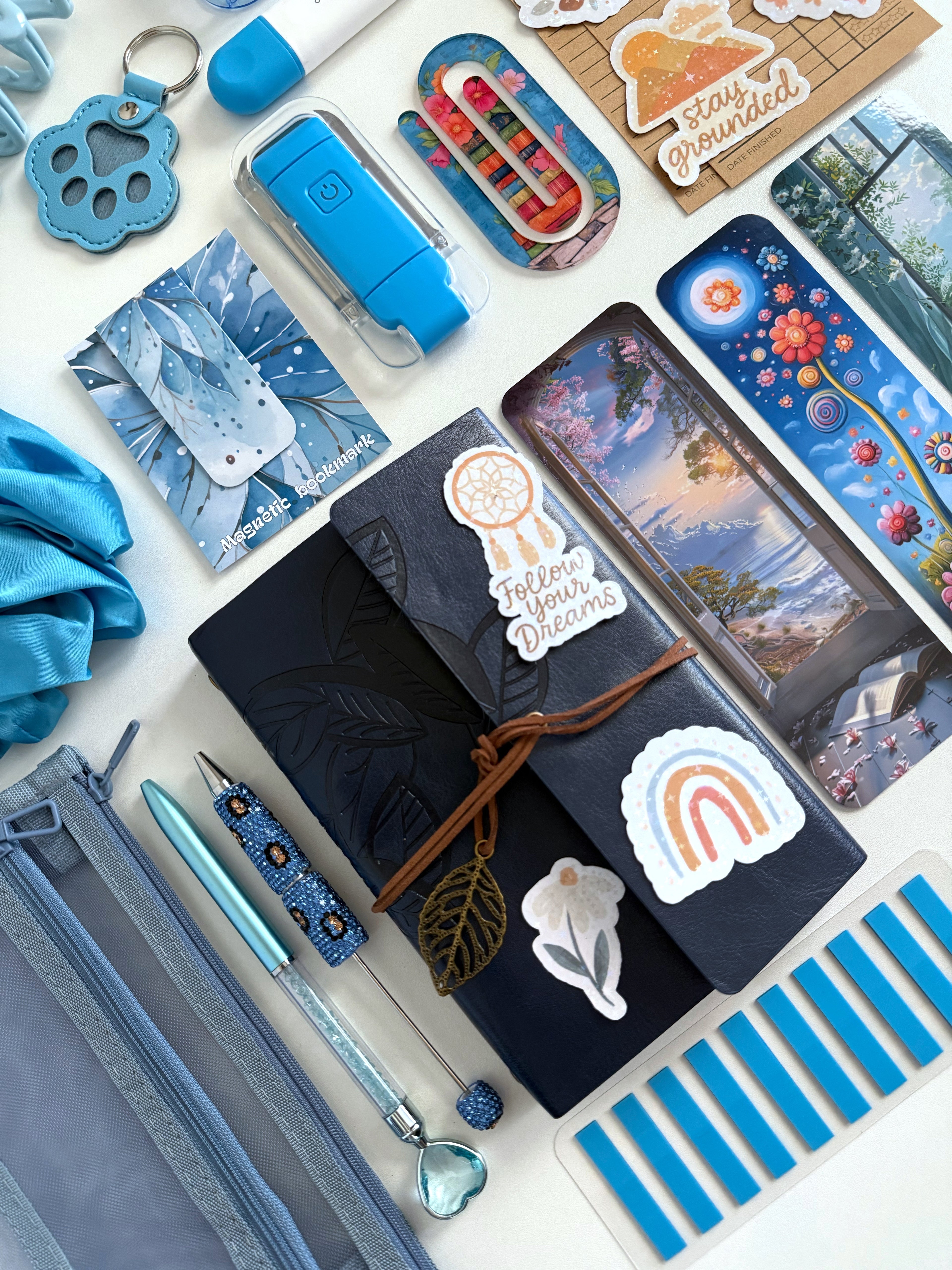 Bookish bundle BLUE (notebook with leaves)