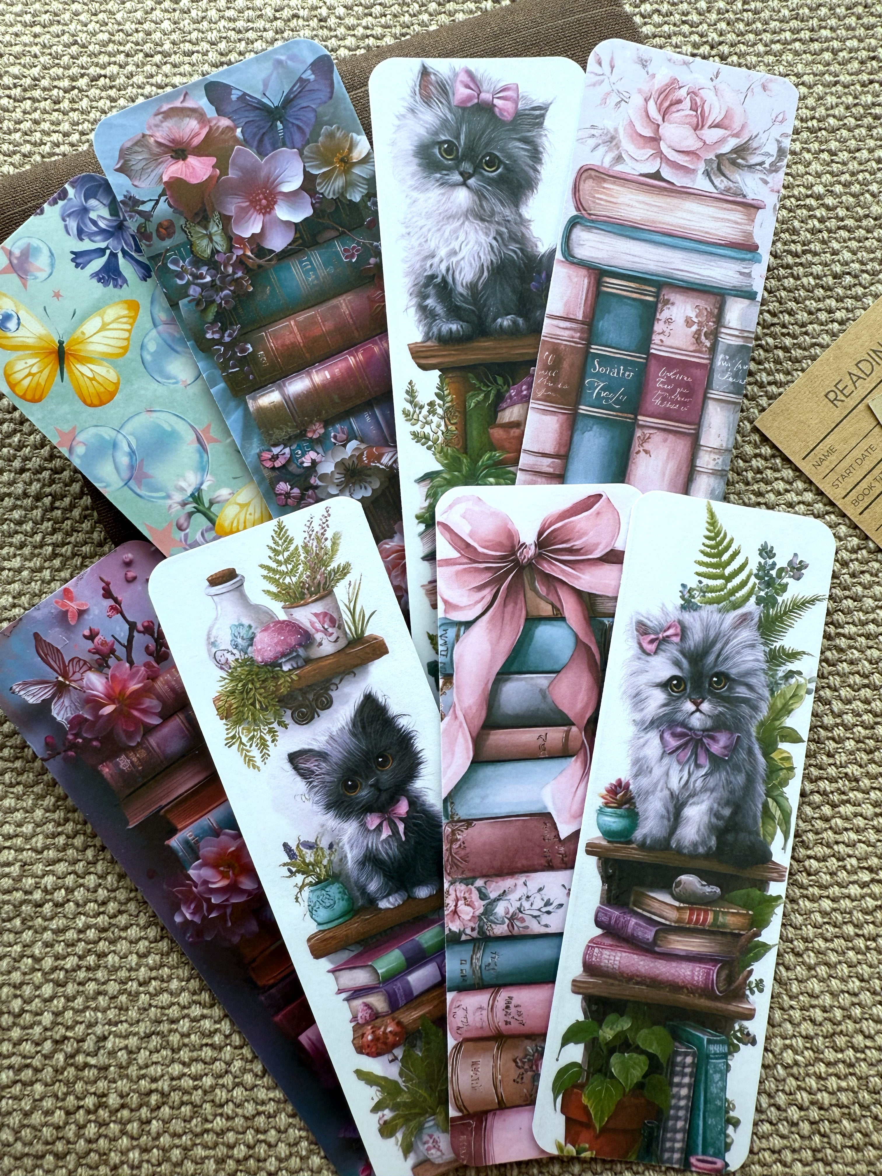 Cats & Books Bookmarks | Double-Sided • Laminated • Premium Cardstock