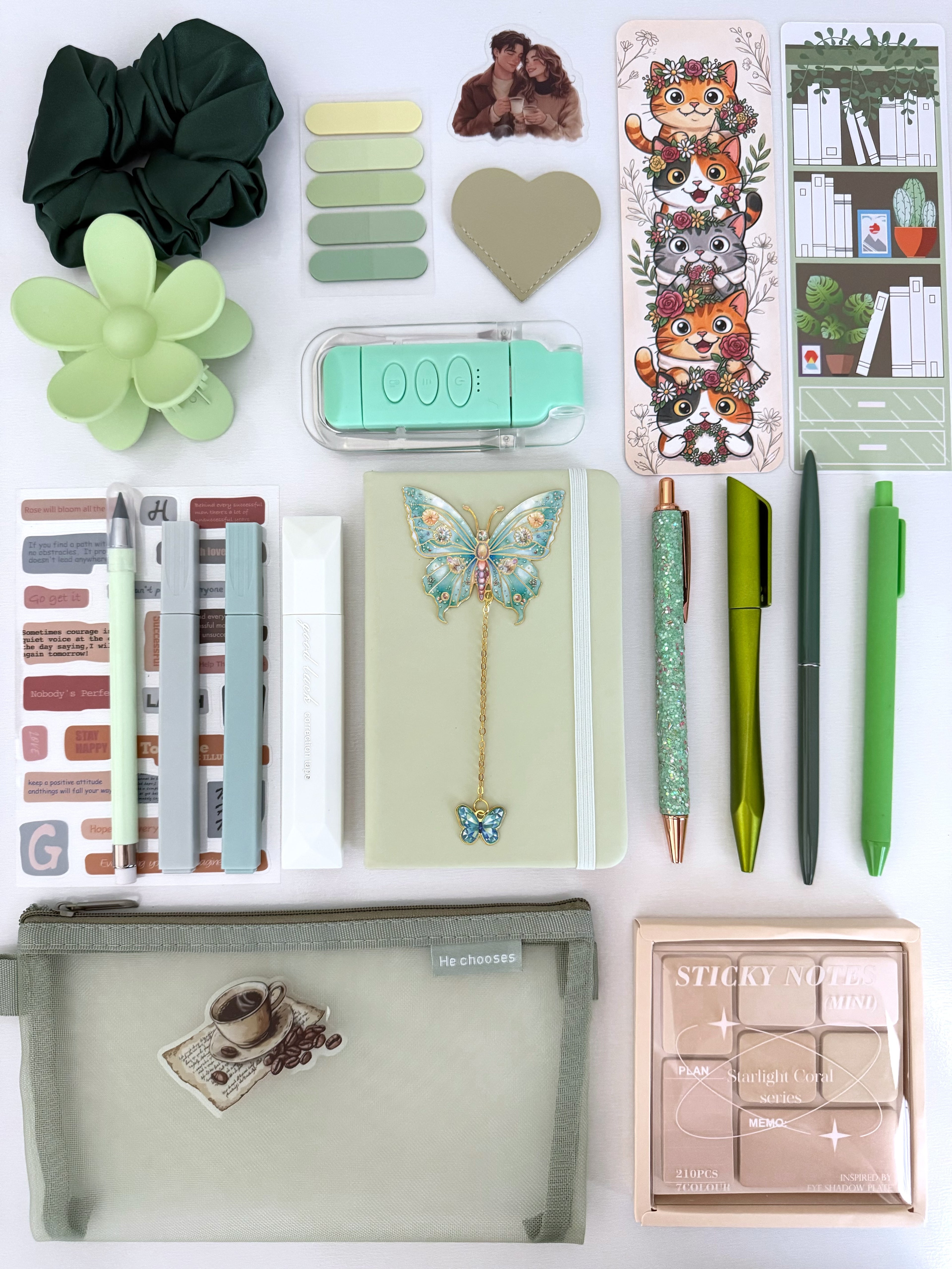 Mint-Green Bookish Bundle (notebook A6)