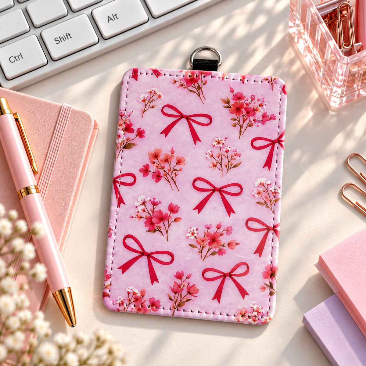 Personalized Faux Leather ID Badge Holder