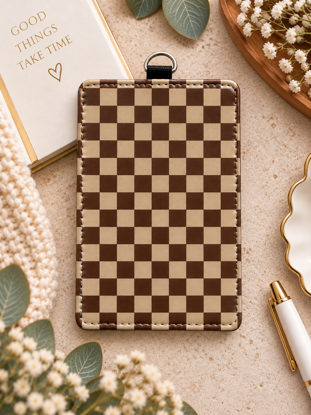 Personalized Faux Leather ID Badge Holder